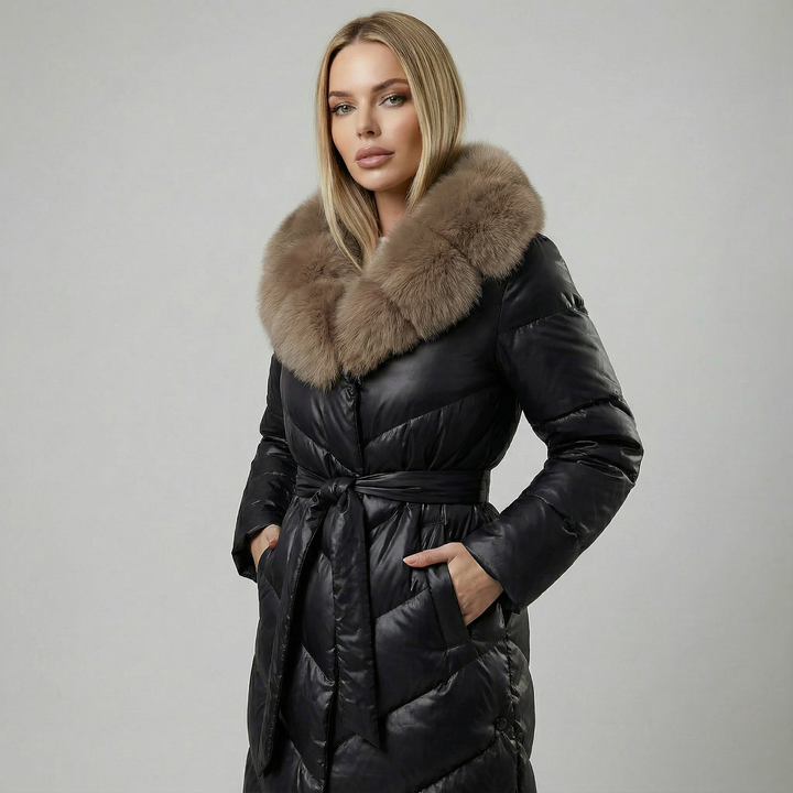 Agnès - Manteau Matelassé avec Col en Fourrure