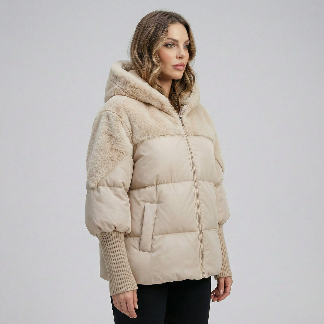 Virginie - Doudoune avec Capuche en Fausse Fourrure