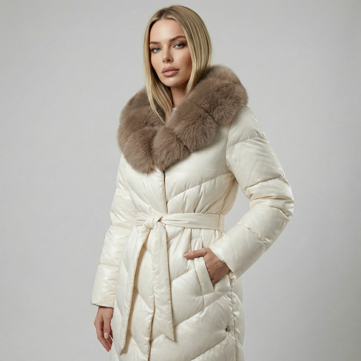 Agnès - Manteau Matelassé avec Col en Fourrure