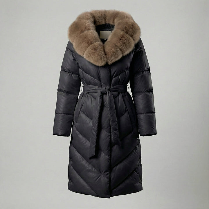 Agnès - Manteau Matelassé avec Col en Fourrure