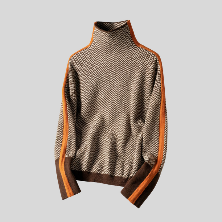 Marion - Pull Houndstooth Col Roulé