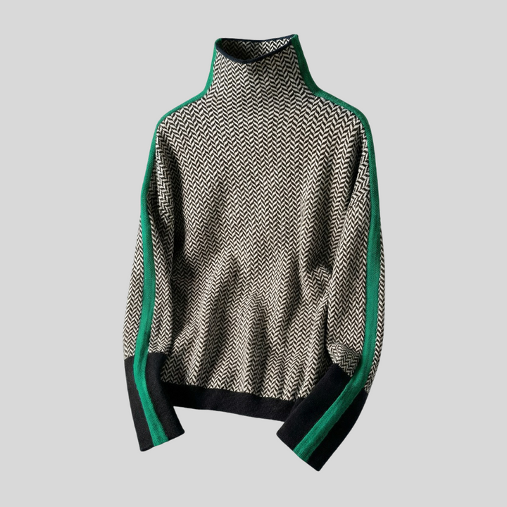 Marion - Pull Houndstooth Col Roulé