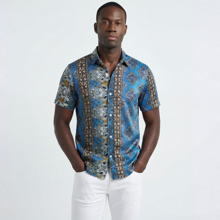 Maurice - Chemise Géométrique Bleu