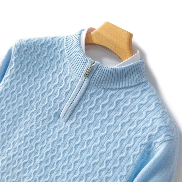 Dylan - Pull Zippé en Tricot à Motif Ondulé