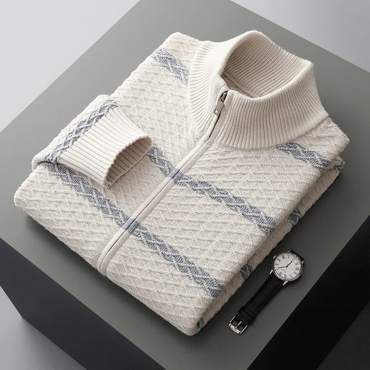 Charles - Pull Zippé en Tricot à Rayures