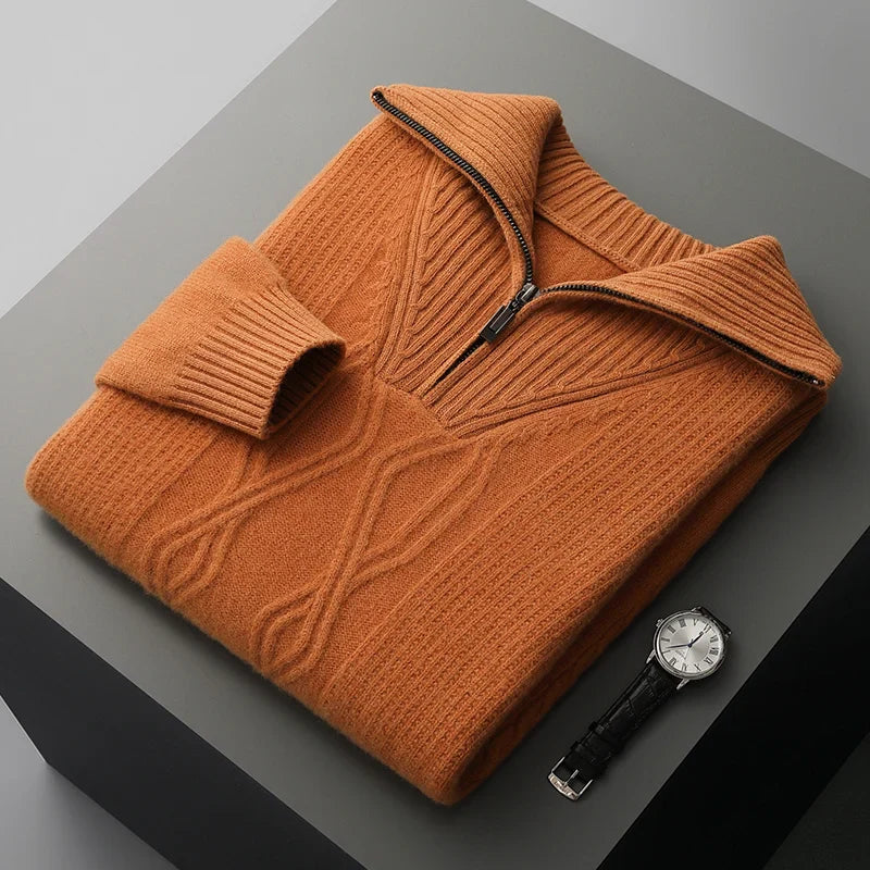 Noah - Pull à col zippé en maille premium