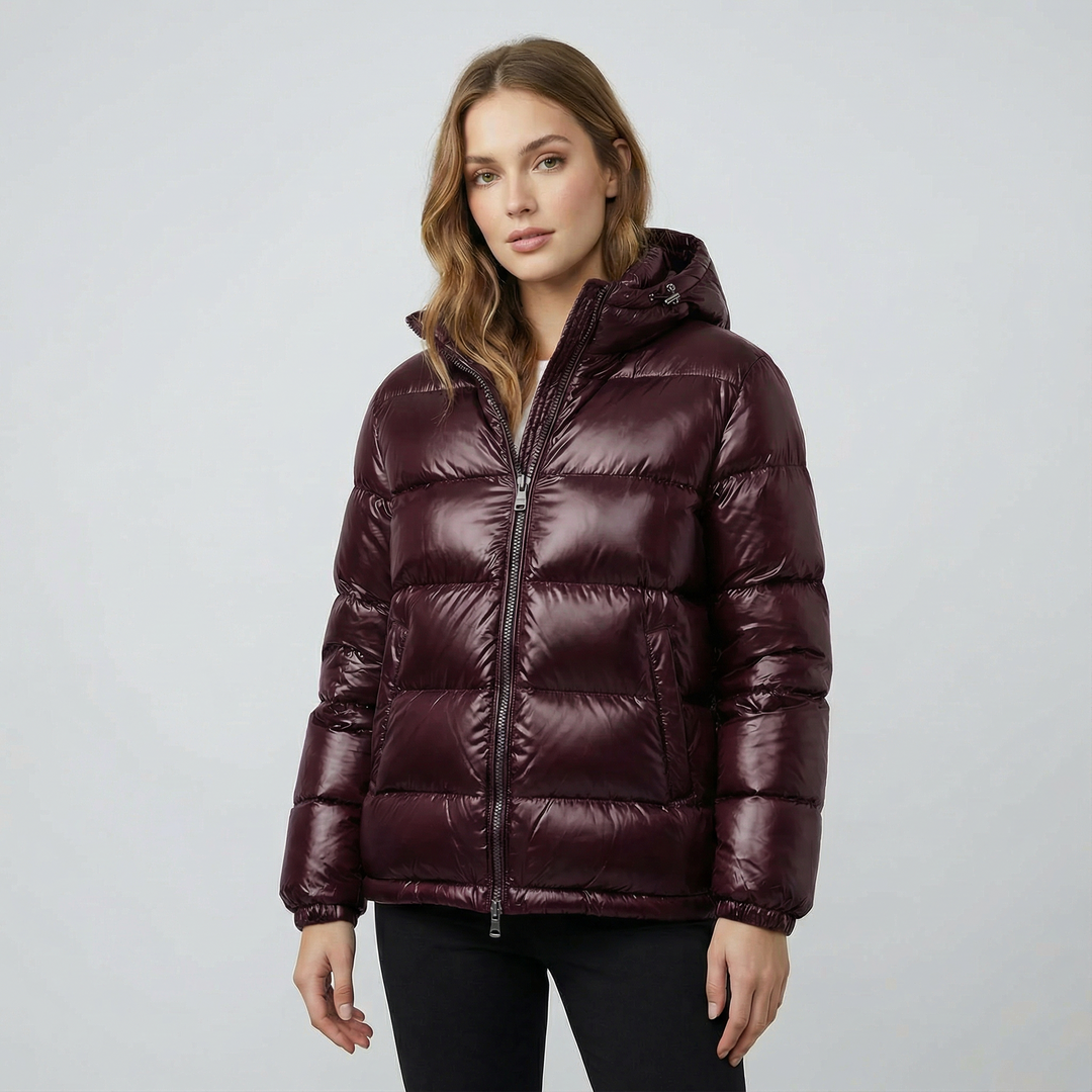 Alexandra - Doudoune Brillante à Capuche