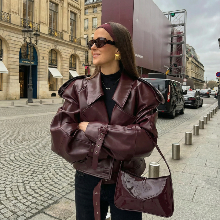 Véronique - Veste en Cuir Oversize