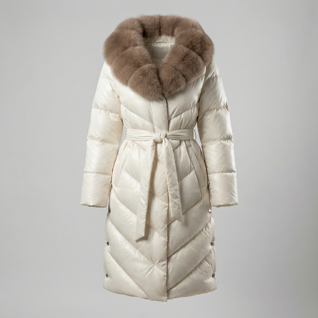 Agnès - Manteau Matelassé avec Col en Fourrure