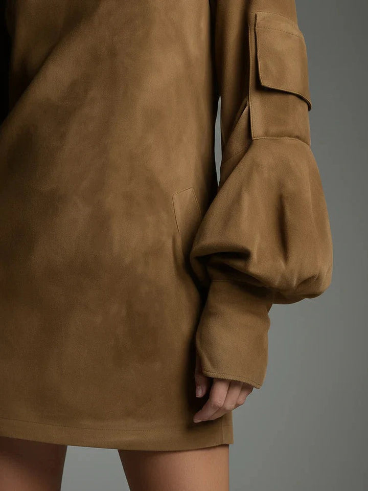 Béatrice - Robe Suède Col Montant